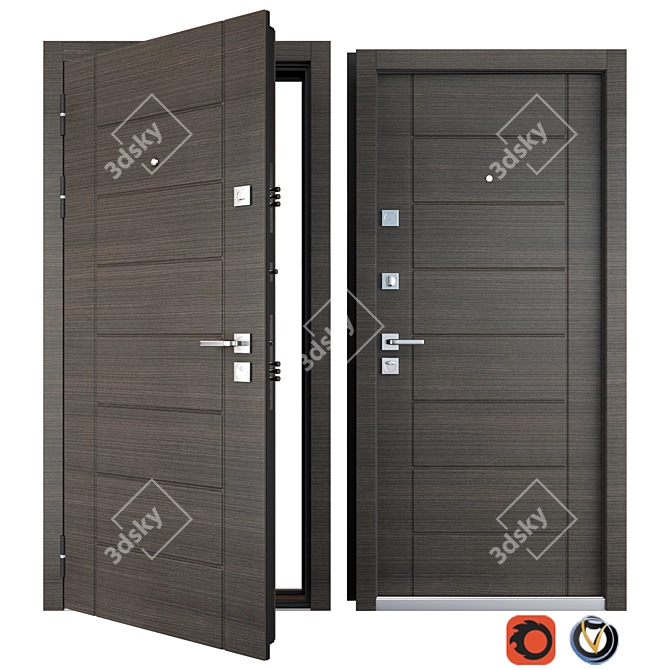 Modern Entrance Metal Door - City_new (Favorit) 3D model image 1