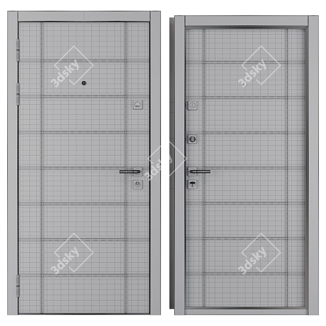 Modern Entrance Metal Door - City_new (Favorit) 3D model image 4