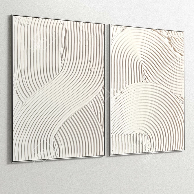 Dual Frame Art Set: Plaster & Wood 3D model image 4