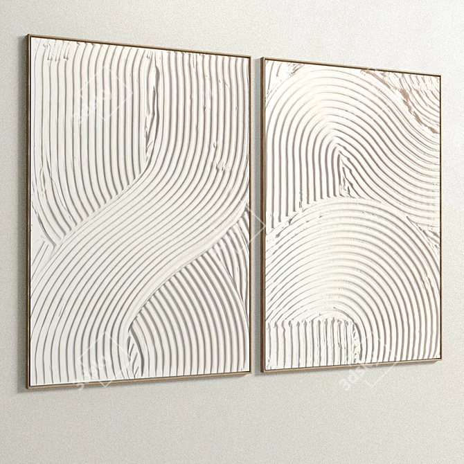 Dual Frame Art Set: Plaster & Wood 3D model image 5