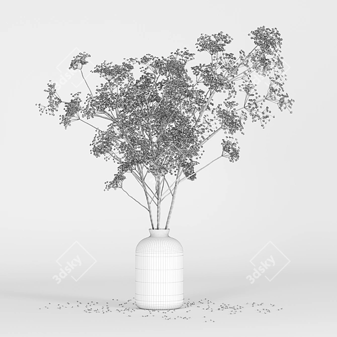 Elegant Dried Floral Arrangement 3D model image 3