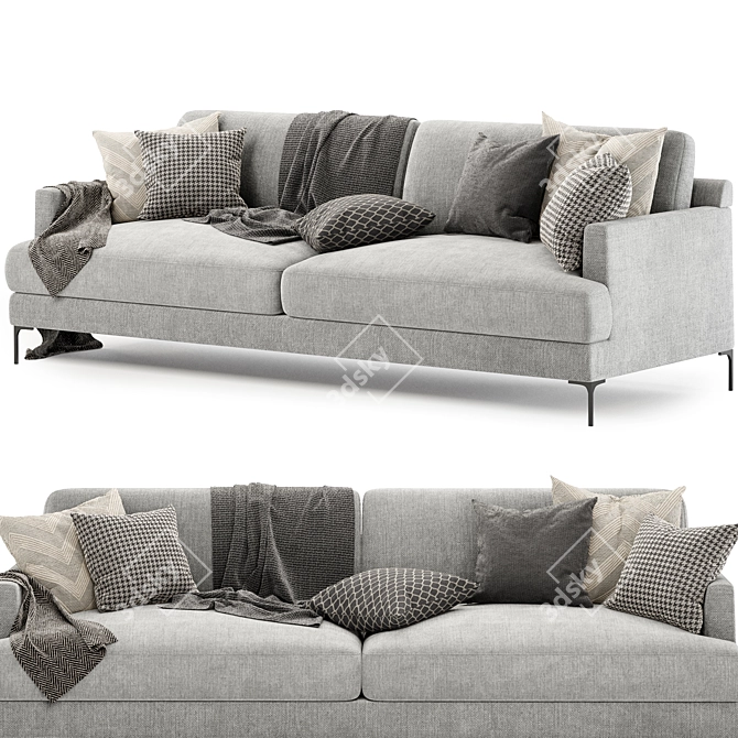 Laura 3.5 Seat Sofa: Modern Elegance for your Living Room 3D model image 2