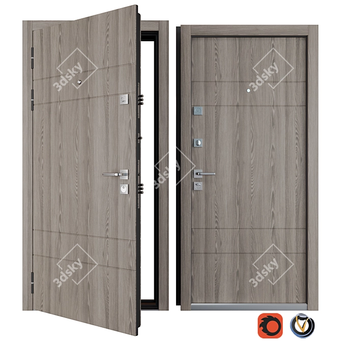 Duet Favorit Entry Metal Door - 900x2050mm 3D model image 1