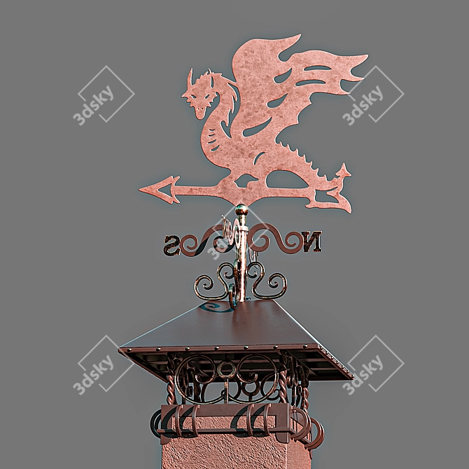 Title: Dragon Weather Vane Chimney Pipe 3D model image 5