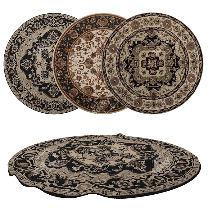 Round Rugs Set: Versatile 3D Carpets 3D model image 1