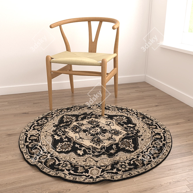 Round Rugs Set: Versatile 3D Carpets 3D model image 2