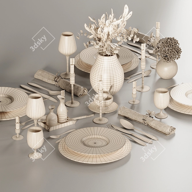 Rock Dinnerware Set: Elegant Tableware 3D model image 6