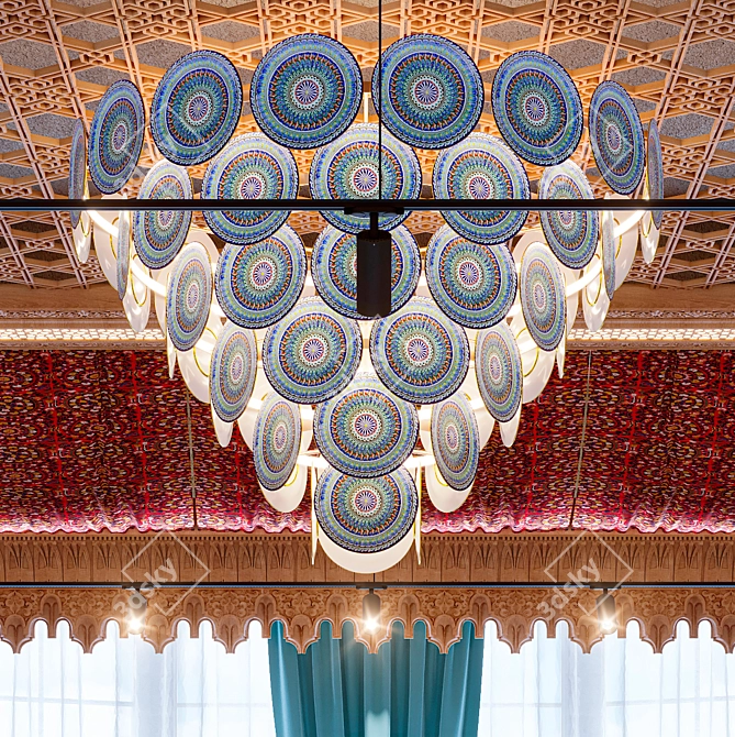 Uzbek Trefoil Chandelier 3D model image 2