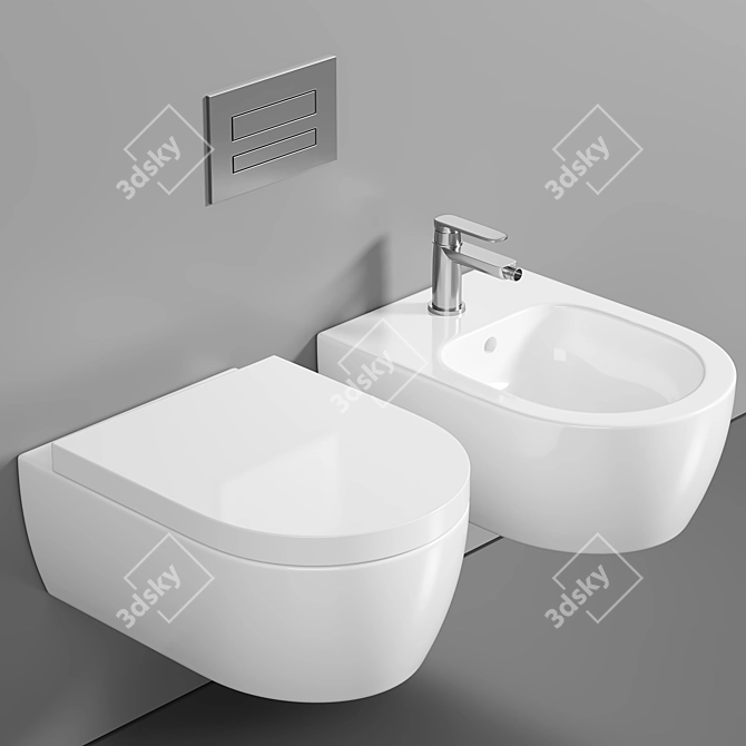 Elevate Your Bathroom: Avento Wall Hung Bidet 3D model image 1