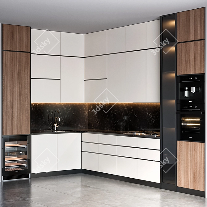 Modern Miele Kitchen: Spacious, Stylish & Functional 3D model image 2