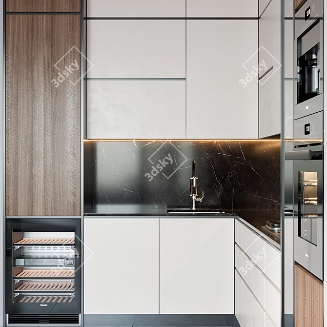 Modern Miele Kitchen: Spacious, Stylish & Functional 3D model image 3