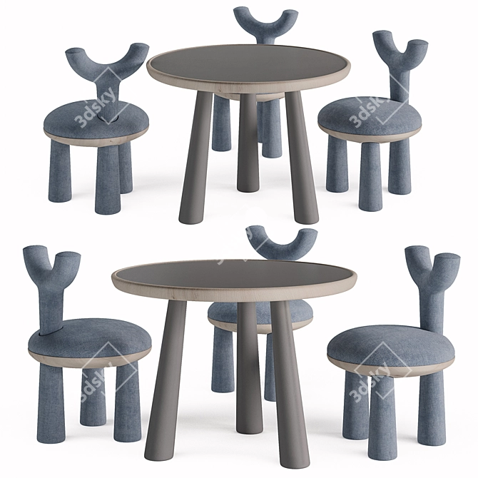 Flow Children's Table and Chairs Set 3D model image 1