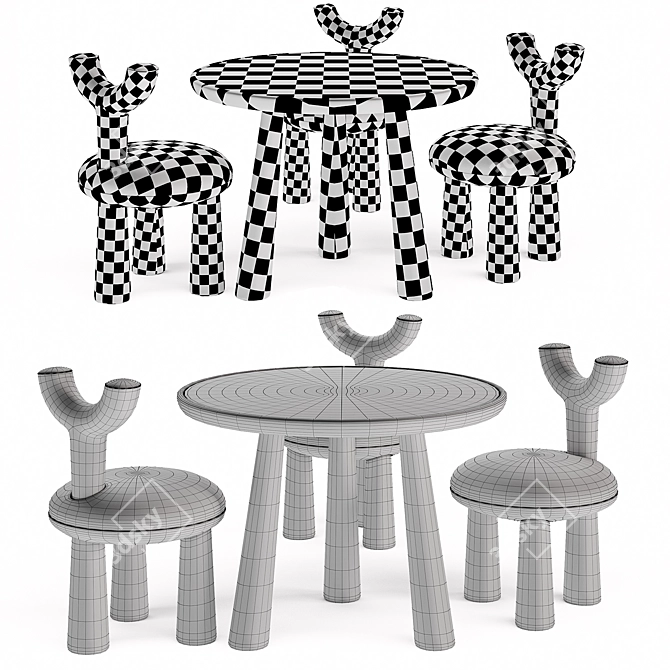 Flow Children's Table and Chairs Set 3D model image 5