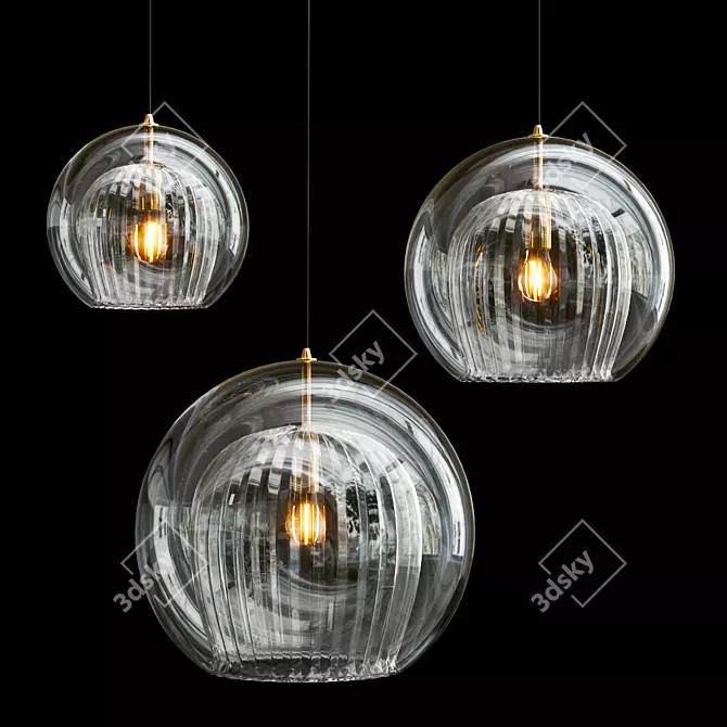 Elegant Glass Pendant Light 3D model image 1