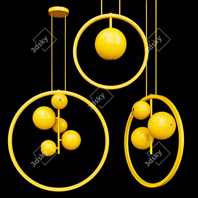 Elegant Iona Ring Pendant Light 3D model image 2