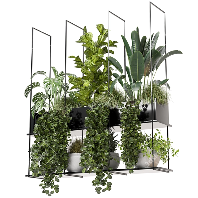 Metal Box Set: Indoor Hanging Plants 3D model image 1