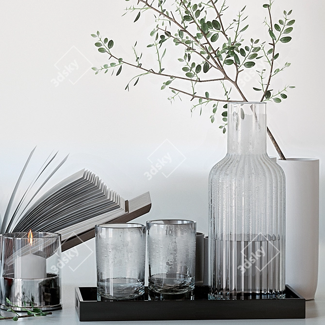 Elegant Coffee Table Decor Set 3D model image 3