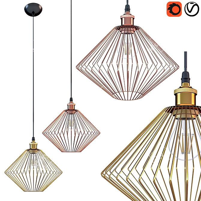 Wire Cage Pendant Light 3D model image 3