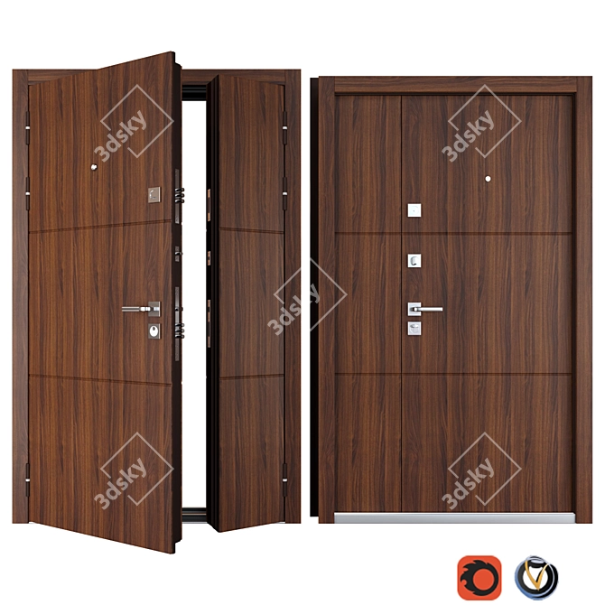 Fauna Metal Entrance Door: Elegant and Durable 3D model image 1