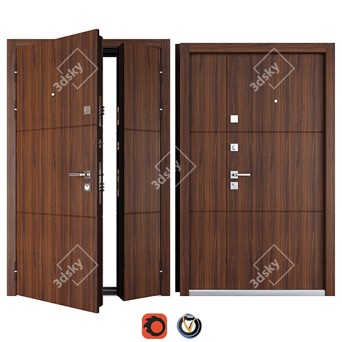 Fauna Metal Entrance Door: Elegant and Durable 3D model image 5