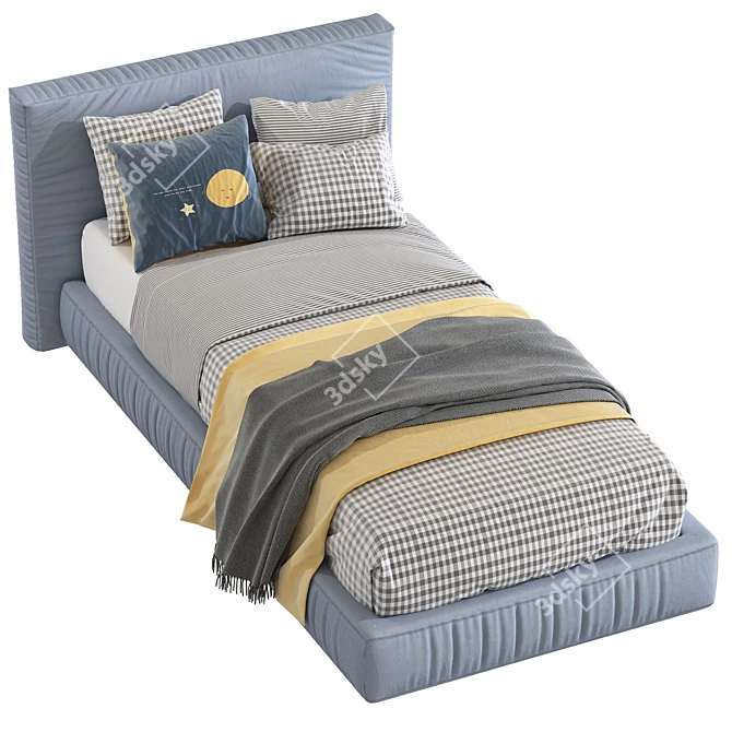 Upholstered Headboard Bed: Elegant & Comfortable 3D model image 1