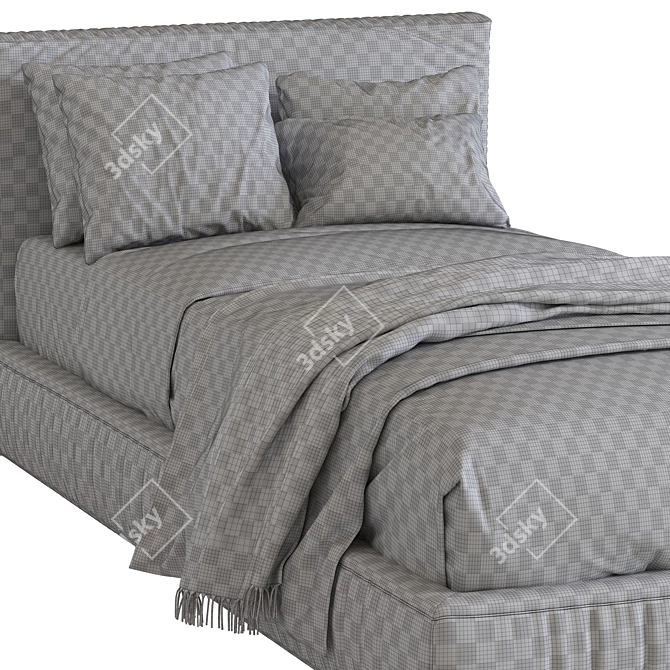 Upholstered Headboard Bed: Elegant & Comfortable 3D model image 4