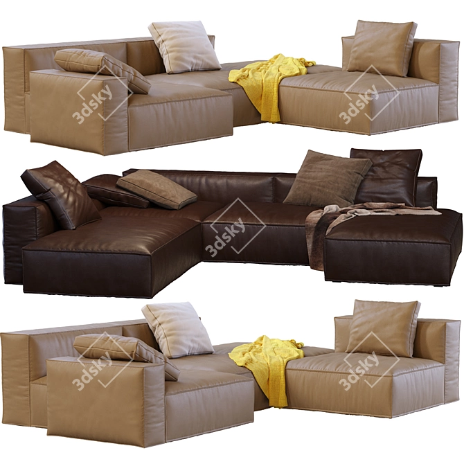 Modern Navi Leather Sofa 3D model image 1