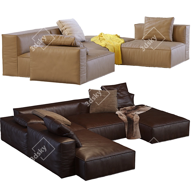 Modern Navi Leather Sofa 3D model image 2