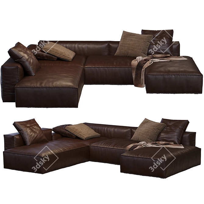 Modern Navi Leather Sofa 3D model image 4