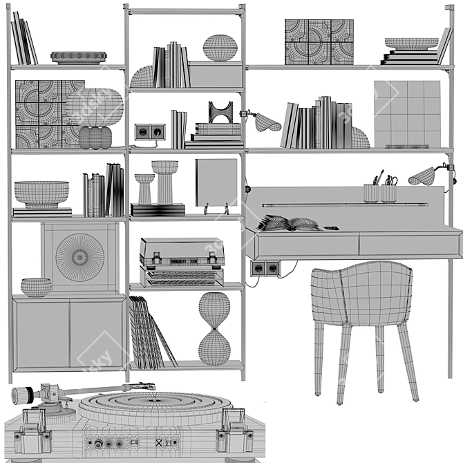 Modern Workplace Set: Archivita Desk, Bristol Chair & Funambule Lamp 3D model image 5