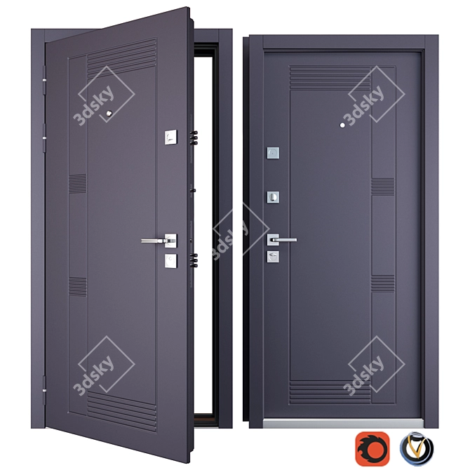 Fauna Entrance Metal Door: Elegant & Durable 3D model image 1