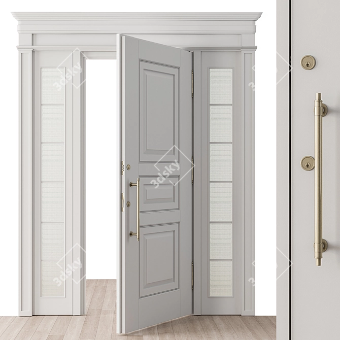 Elegant Glass Front Door - Set 38 3D model image 2