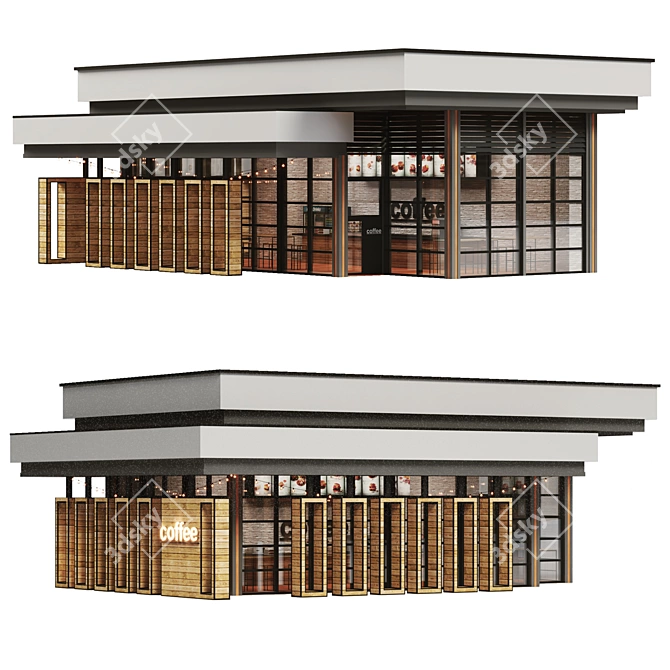Sleek Street Cafe Design 3D model image 1