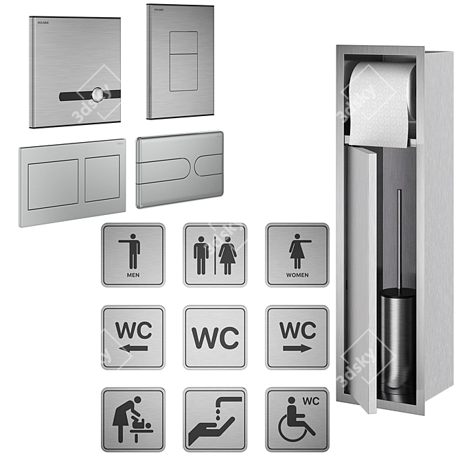 Essential Public Toilet Accessories 3D model image 5