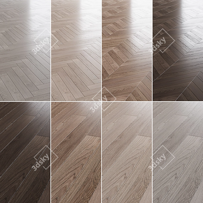 Wood Floor Set: Deck, Chevron, Herringbone 3D model image 1