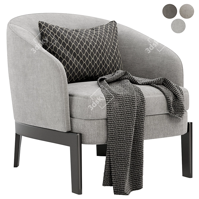 Elegant CHELSEA Fabric Armchair 3D model image 3