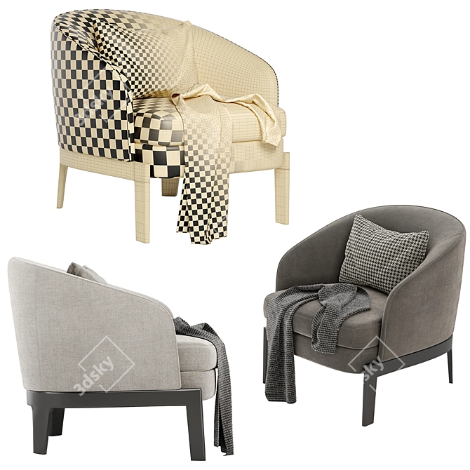 Elegant CHELSEA Fabric Armchair 3D model image 5