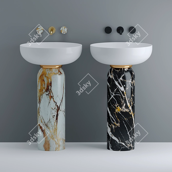 Elegant Chameleon Ceramic Basin 3D model image 1