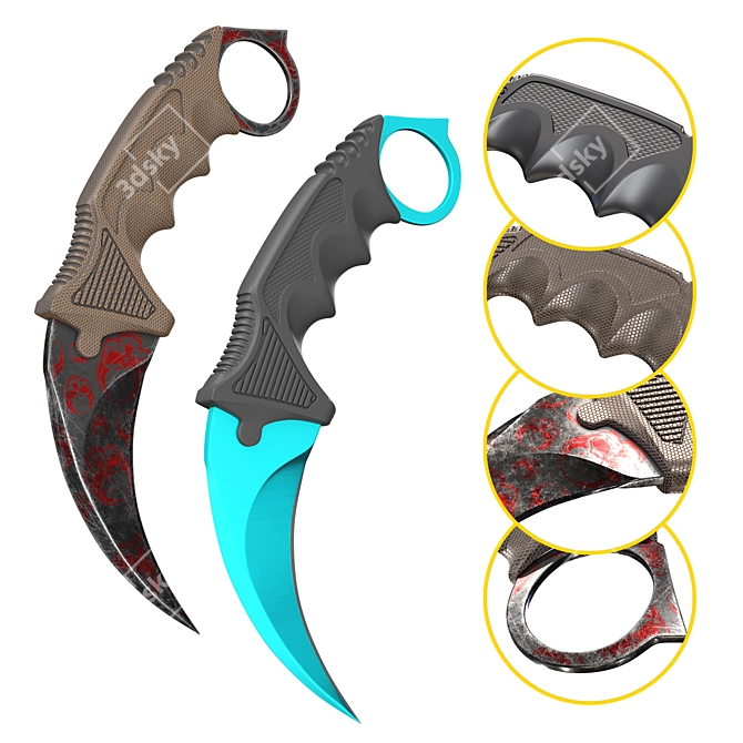 Tactical Karambit Knife Set 3D model image 1