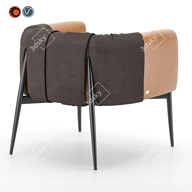 Luxury Leather Armchair TL-1017 by Tonino Lamborghini 3D model image 3