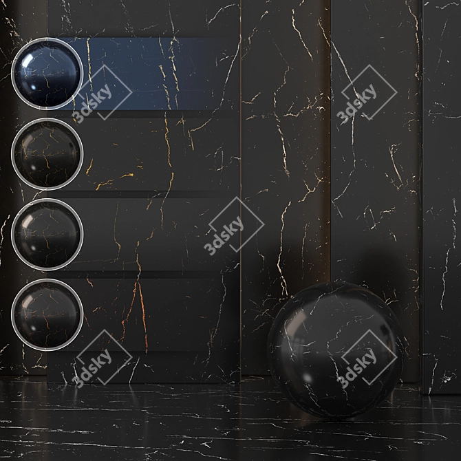 Sleek Dark Marble Collection 3D model image 1