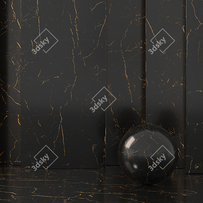 Sleek Dark Marble Collection 3D model image 4