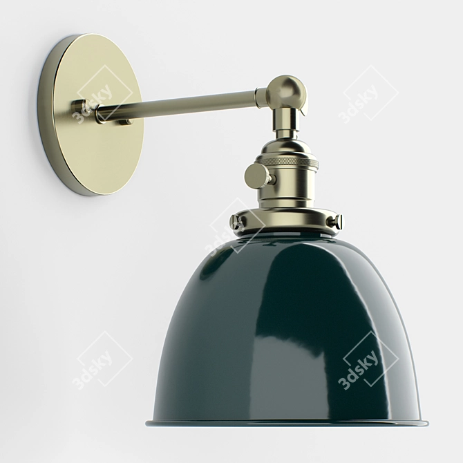 Permo Metal Dome Wall Sconce: Modern Elegance 3D model image 1