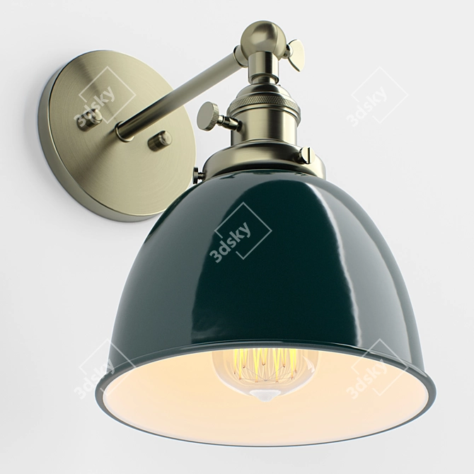 Permo Metal Dome Wall Sconce: Modern Elegance 3D model image 2