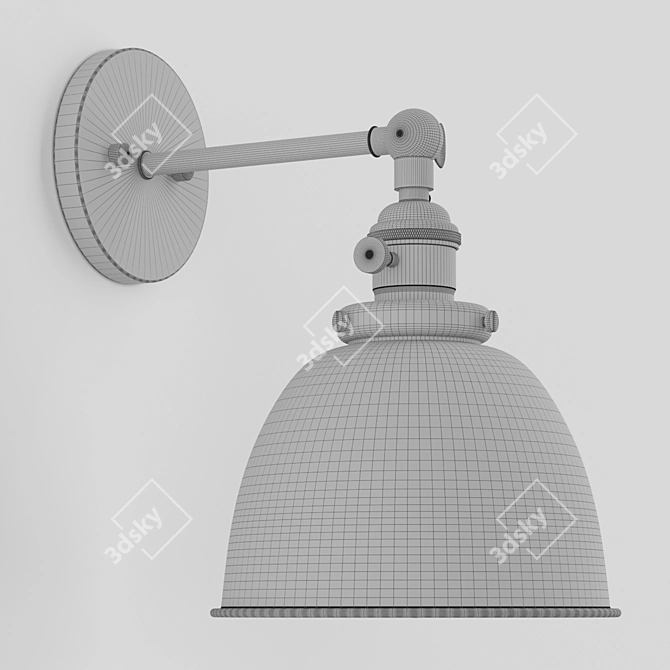 Permo Metal Dome Wall Sconce: Modern Elegance 3D model image 5