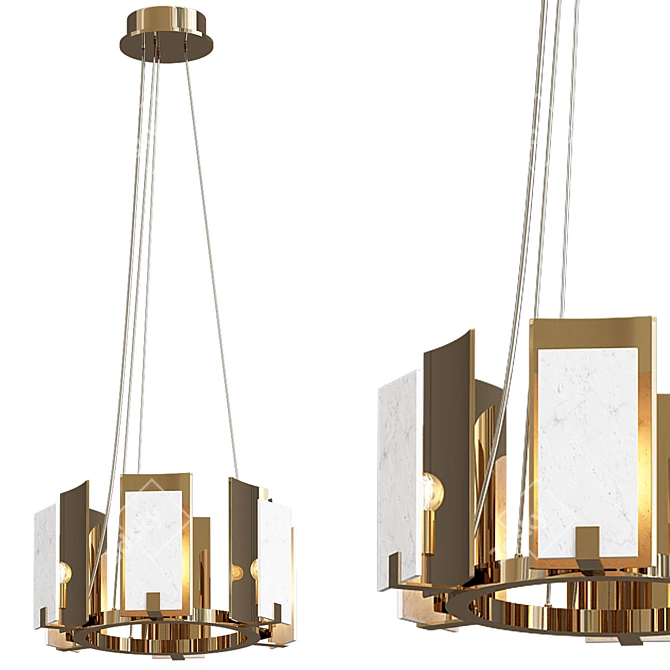 Contemporary Tiered 2 Chandelier 3D model image 3