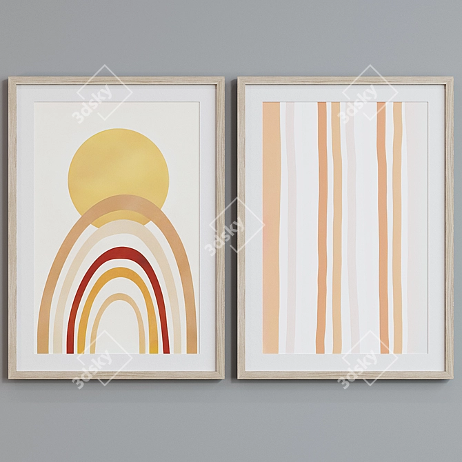 Modern Abstract Line Design Picture Frame Set 3D model image 2