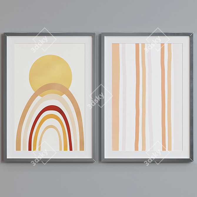 Modern Abstract Line Design Picture Frame Set 3D model image 4