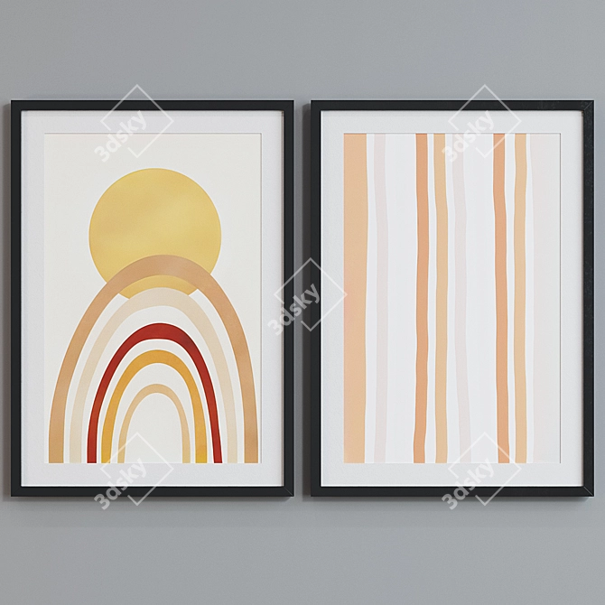 Modern Abstract Line Design Picture Frame Set 3D model image 5