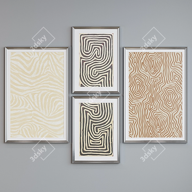 Modern Abstract Picture Frame Set 3D model image 3